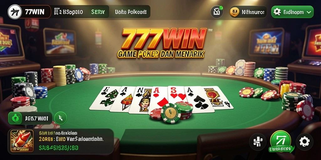 Screenshot gameplay poker pada aplikasi 777WIN yang menarik dan interaktif.