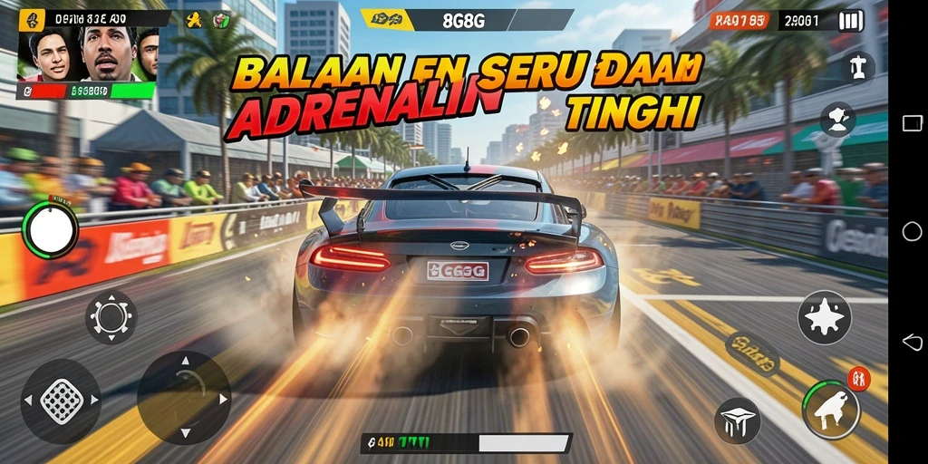 Tampilan balapan seru dalam game 8G8G dengan grafik menawan.