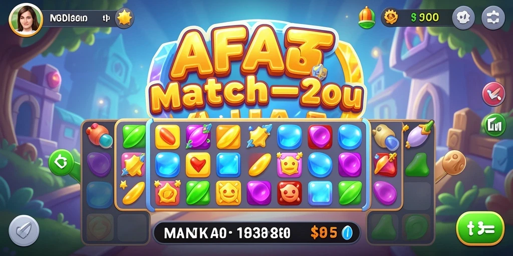Gameplay AFAF menampilkan momen mencocokkan permata yang seru.