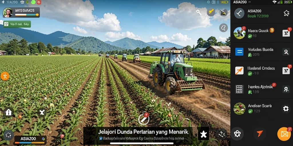 Tangkapan layar utama ASIA200 menampilkan aktiviti bertani yang menarik.