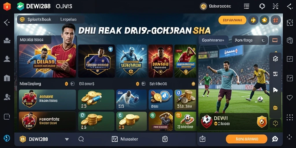 Tampilan screenshot utama DEWI288 menampilkan antarmuka Sportsbook yang menarik.