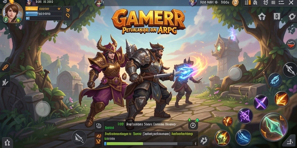 Tampilan menarik gameplay ARPG dalam lingkungan fantasi yang memukau.