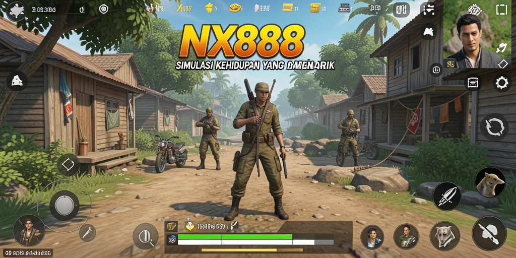 Gameplay NX888 menunjukkan interaksi karakter dalam simulasi kehidupan.