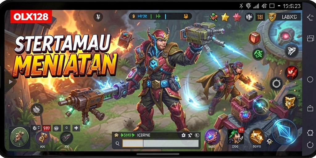 Screenshot OLX128 menampilkan gameplay strategis yang intens.