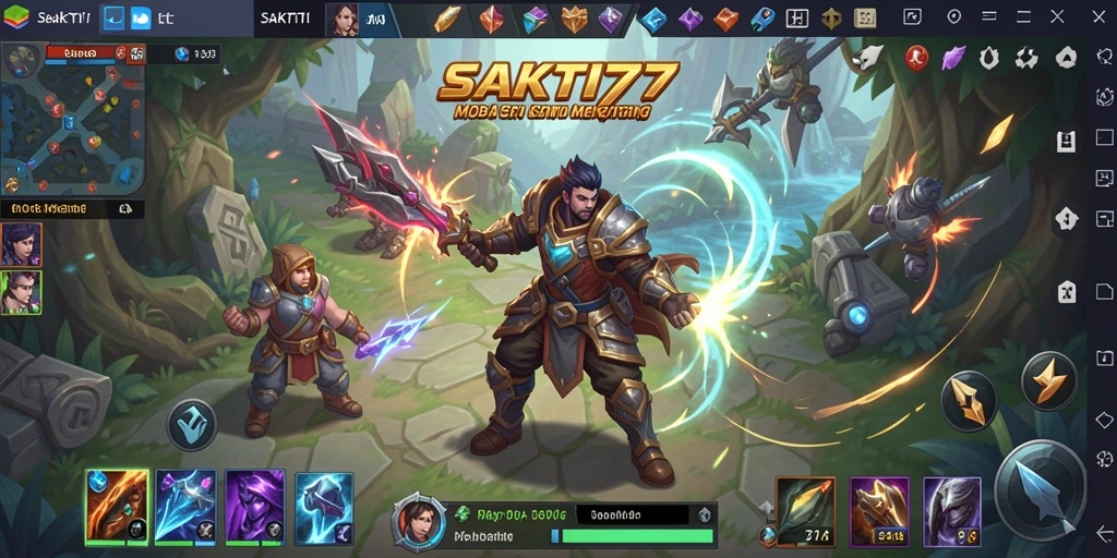 Tampilan gameplay SAKTI77 dengan karakter beraksi di arena pertempuran.