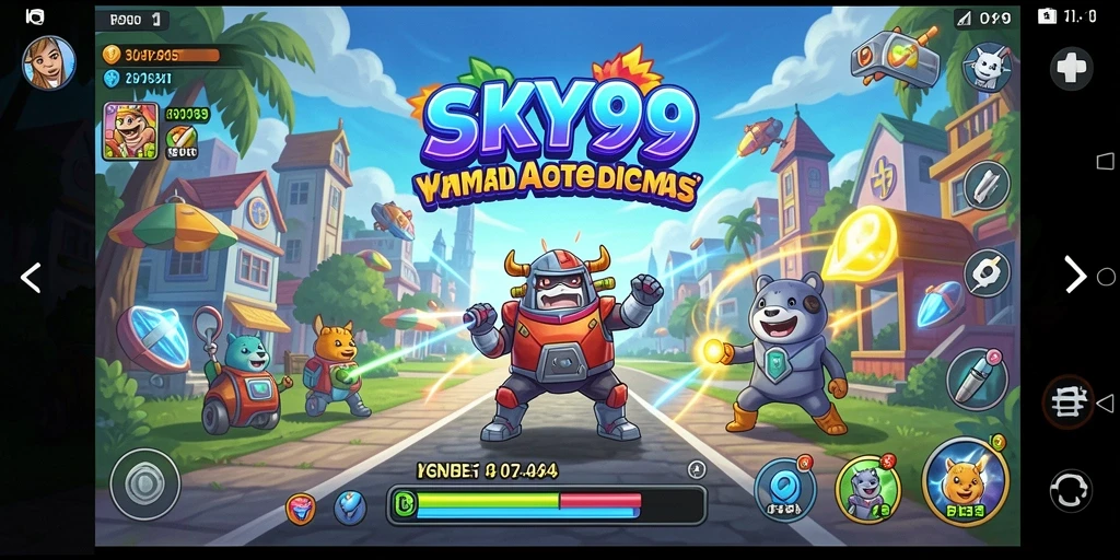 Tangkapan layar dari gameplay SKY99 yang penuh warna dan seru.