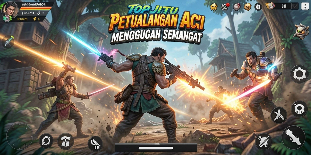 Tampilan aksi intens dalam gameplay TOPJITU yang penuh tantangan.