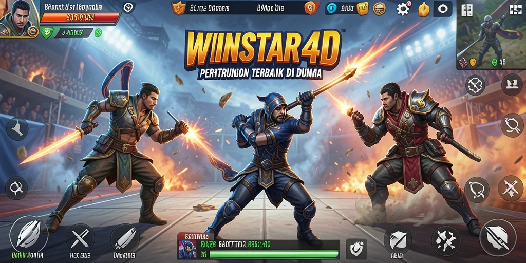 Tangkapan layar menampilkan aksi seru dalam <strong>WINSTAR4D</strong> di arena Battle Royale.